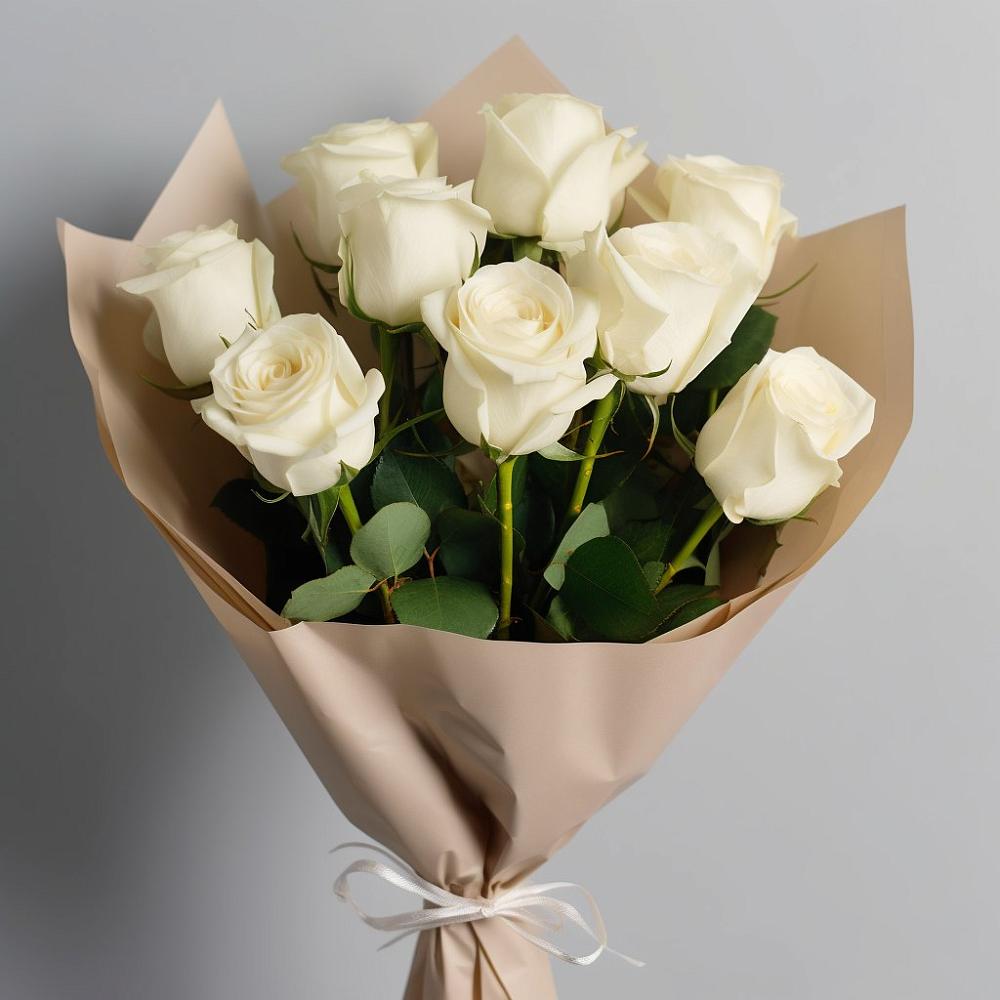 Букет 9 Белых роз Эдлесс Лав в Моршанске