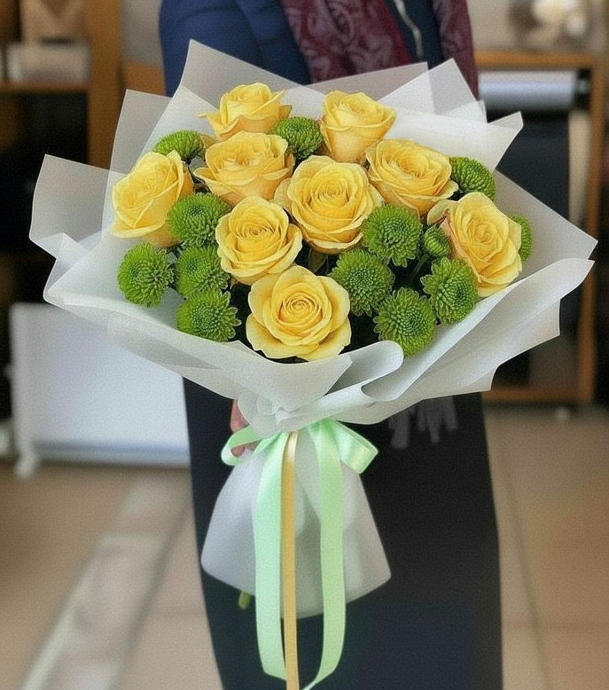 Букет цветов из: Хризантемы и Розы в Моршанске