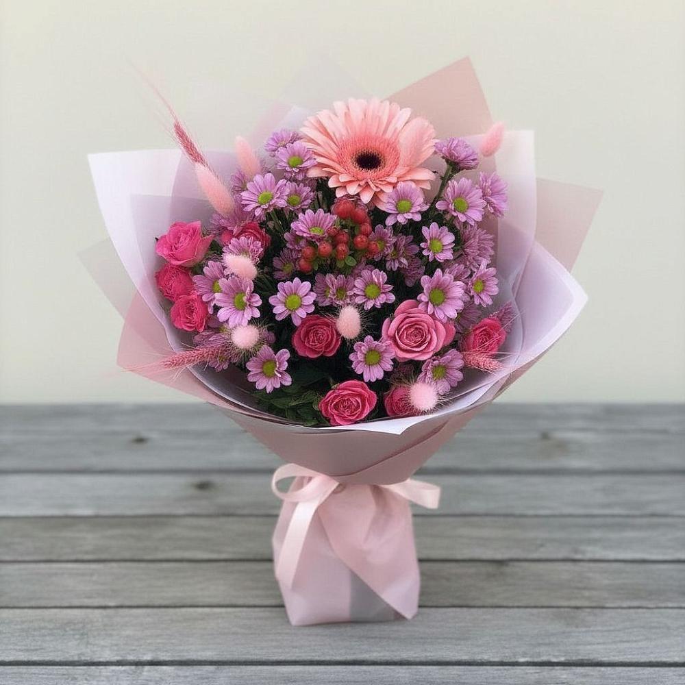Букет цветов из: Розы, Герберы и Хризантемы в Моршанске