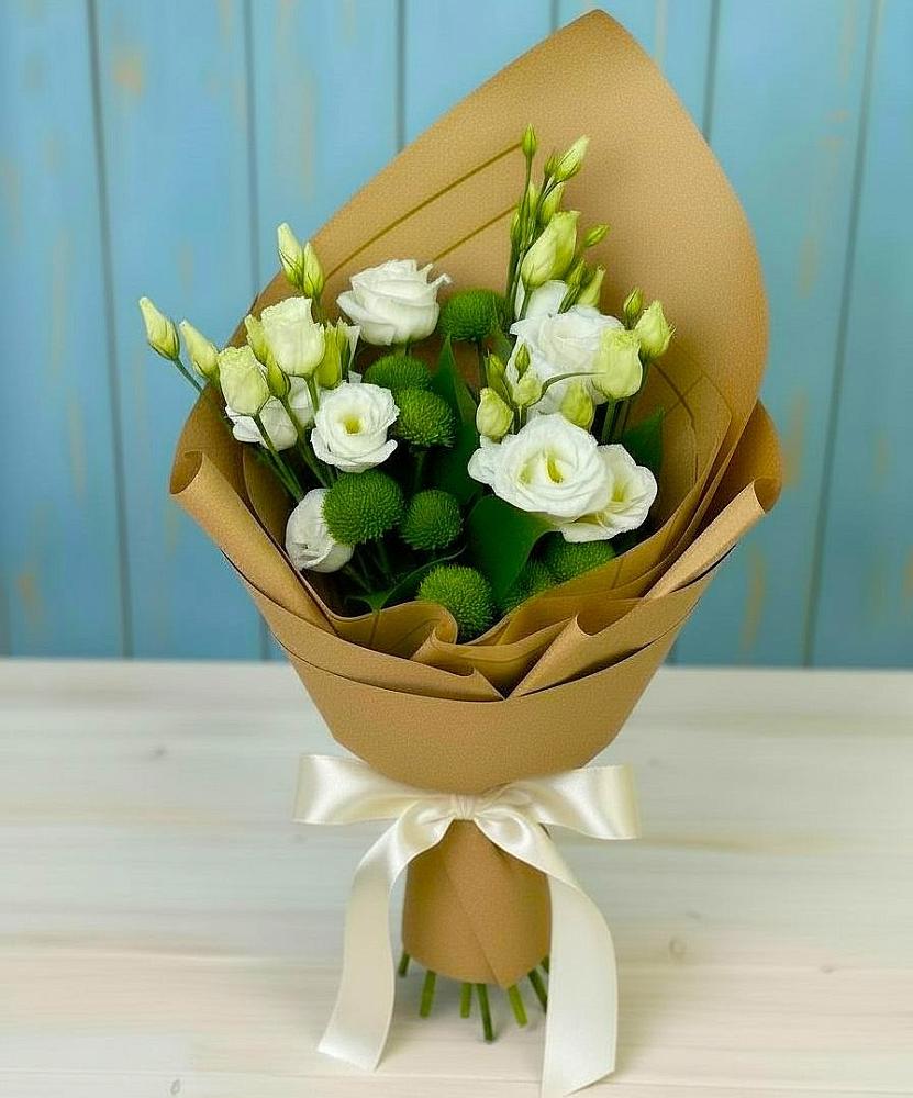 Букет цветов из: Хризантемы и Лизиантусы в Моршанске