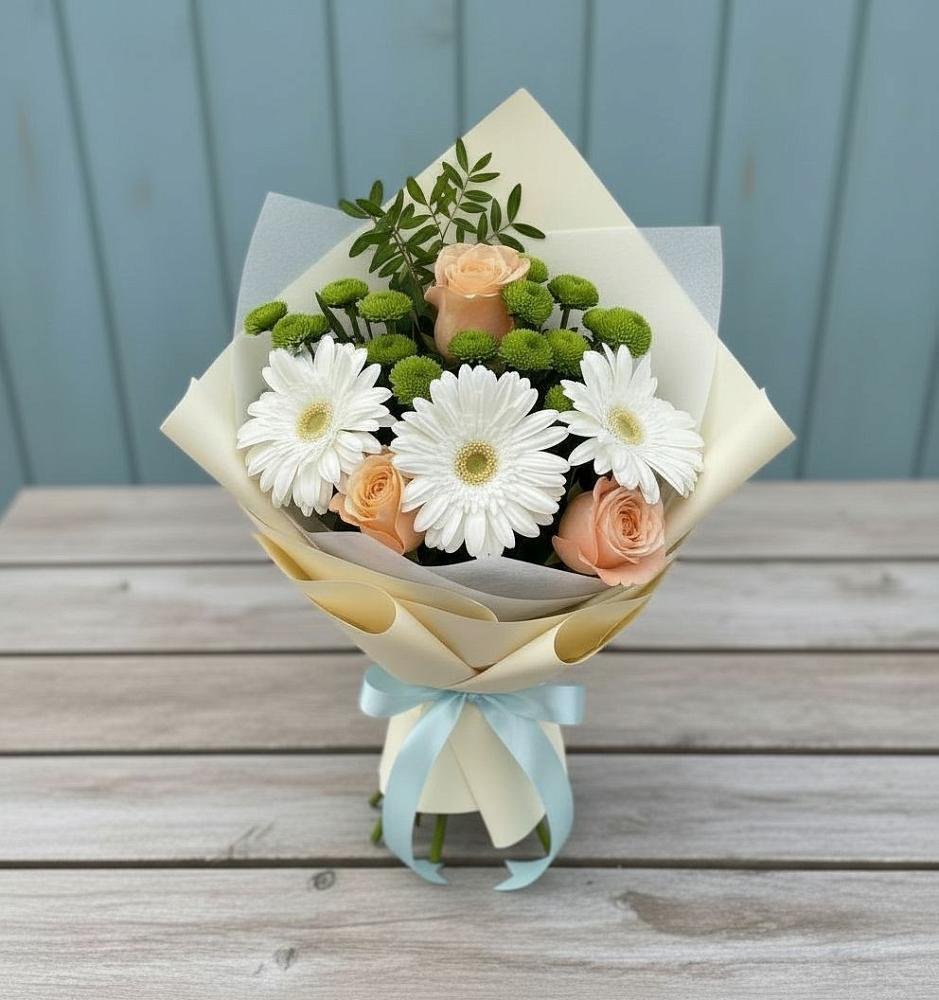 Букет цветов из: Герберы, Розы и Хризантемы в Моршанске