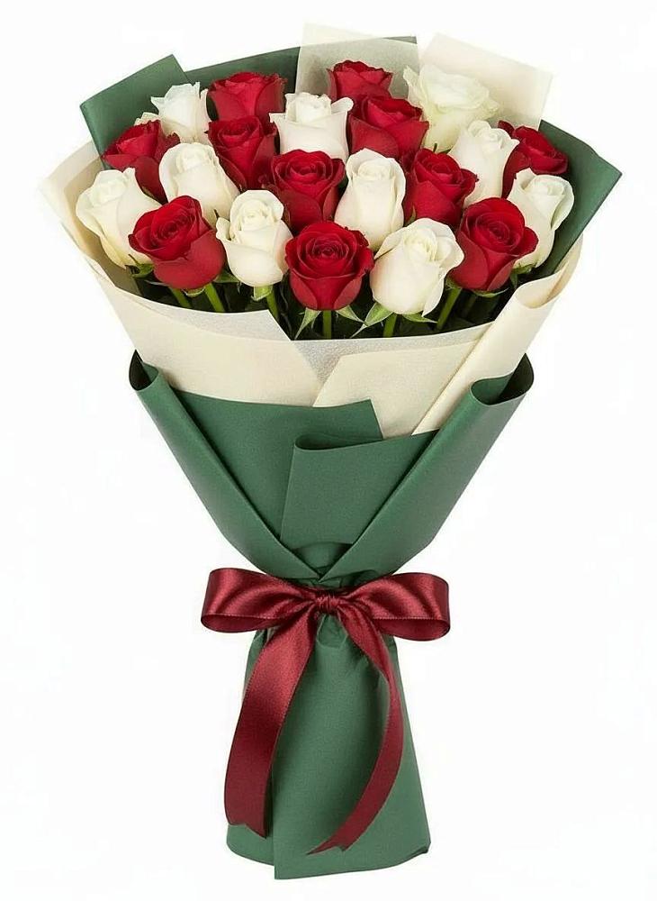 Букет Микс из красных и белых роз в Моршанске