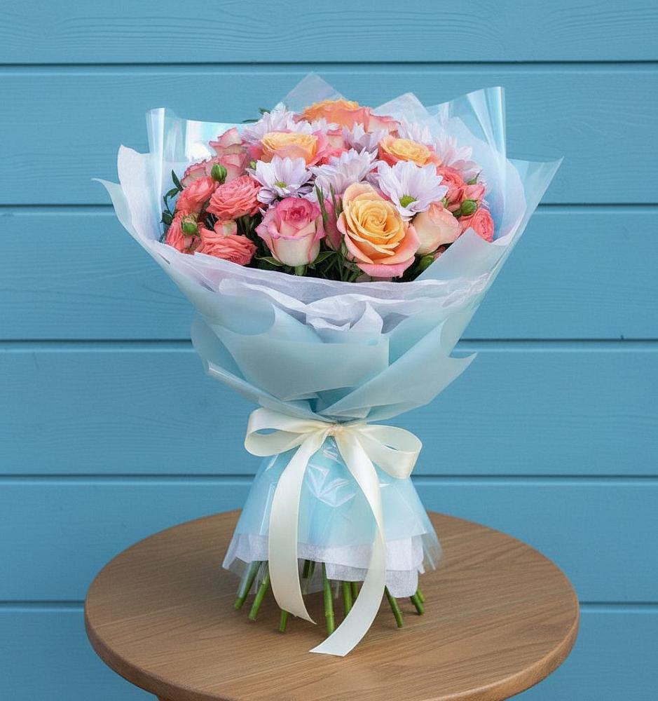 Букет цветов из: Хризантемы и Розы в Моршанске